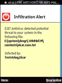 Symbian - Virus alert dialog